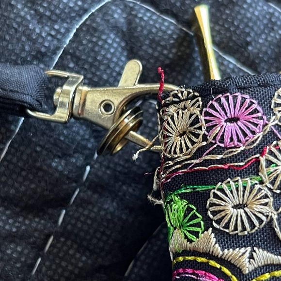 Embroidered Floral Double Zip Wallet Multicolor - Picture 7 of 7